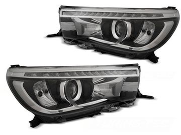 Передние фары LED PROJECTOR TRUE DRL BLACK для Toyota Hilux