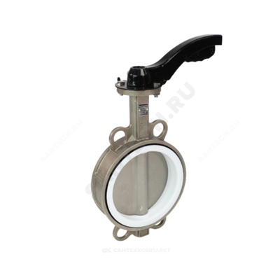 Затвор дисковый поворотный сталь нержавеющая 2040HA Ду 40 Ру16 межфл с рукояткой диск нерж манжета PTFE Benarmo