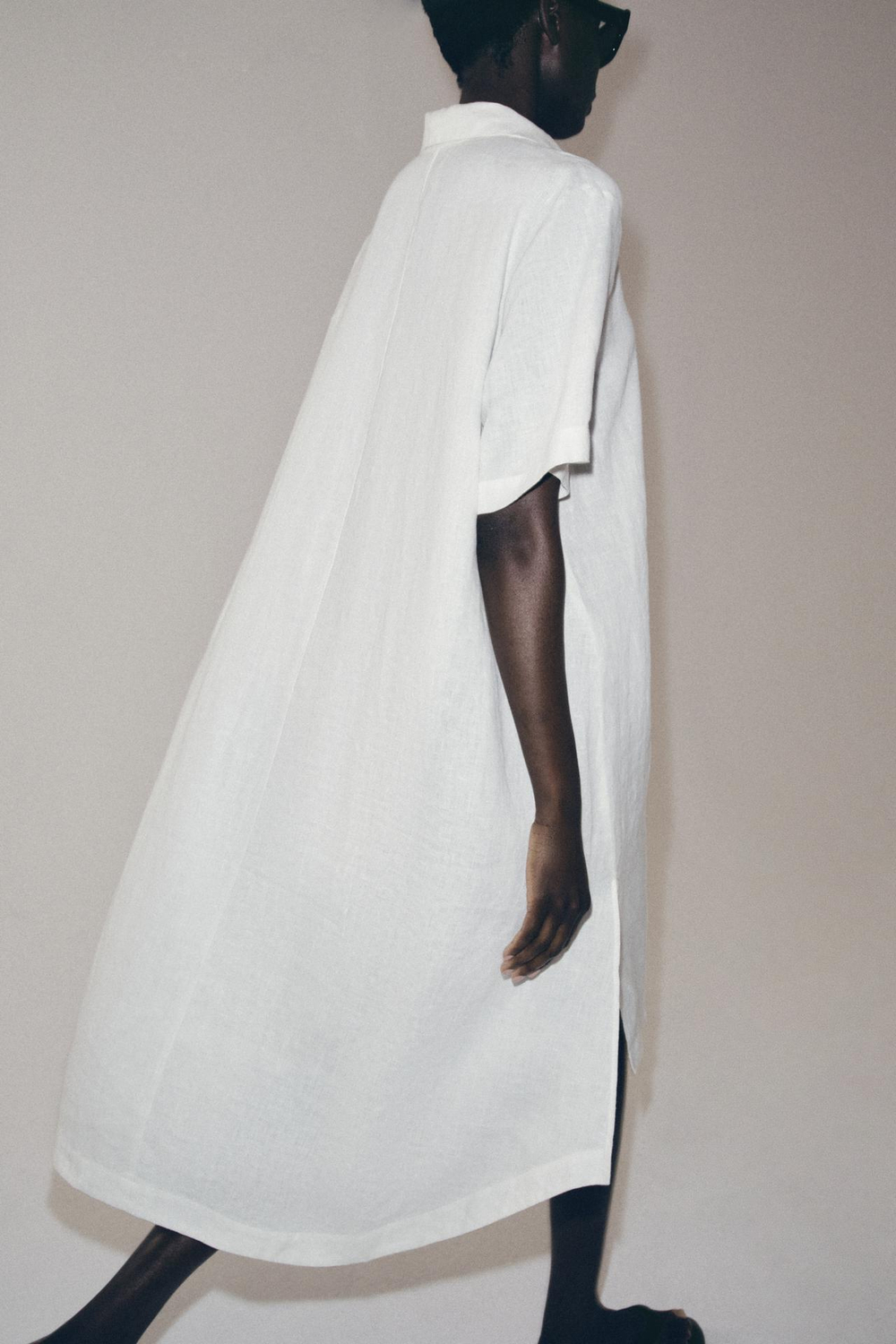 ZARA ПЛАТЬЕ-РУБАШКА ИЗ ЛЬНА — ZW COLLECTION, БЕЛЫЙ