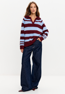 Свитер поло с V-образным вырезом