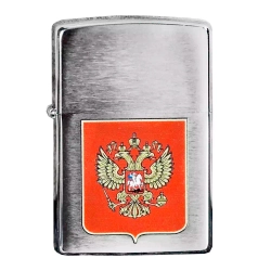 Зажигалка Zippo 200 Герб России, Brushed Chrome