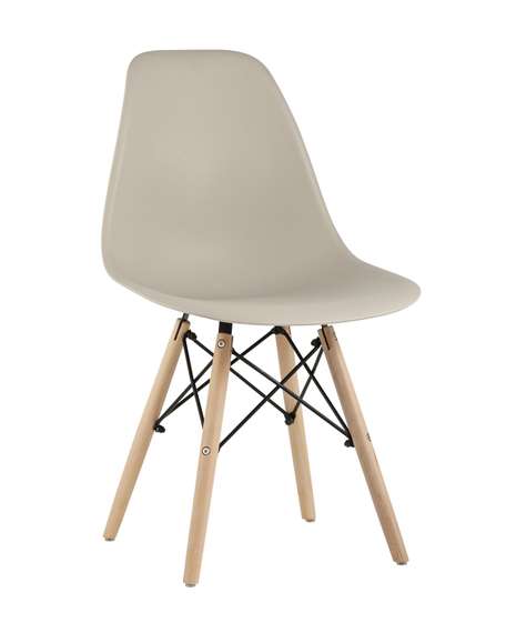 Eames Style DSW бежевый пластик, стальной каркас, натуральный массив бука