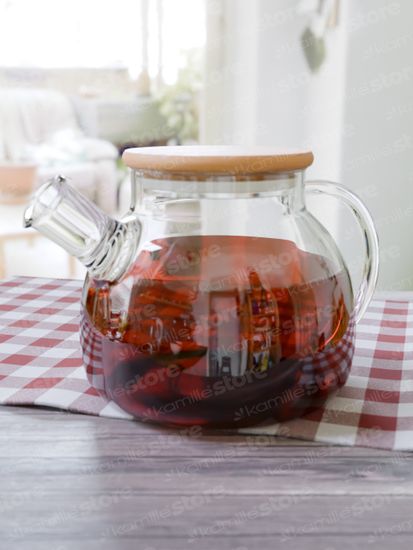 Стеклянный заварочный чайник 1000 мл. Kamille KM 9030 с бамбуковой крышкой