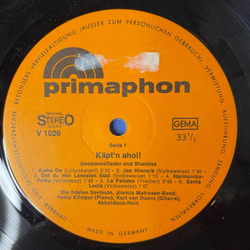 Винтажная виниловая пластинка LP Сборник Эстрады Kapt'n Ahoi (Germany 1970)