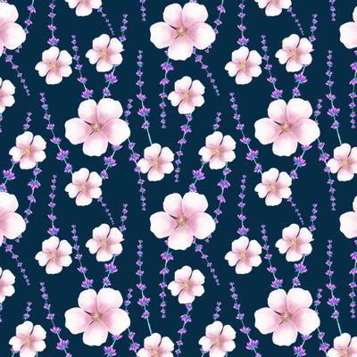 розовые цветы на синем