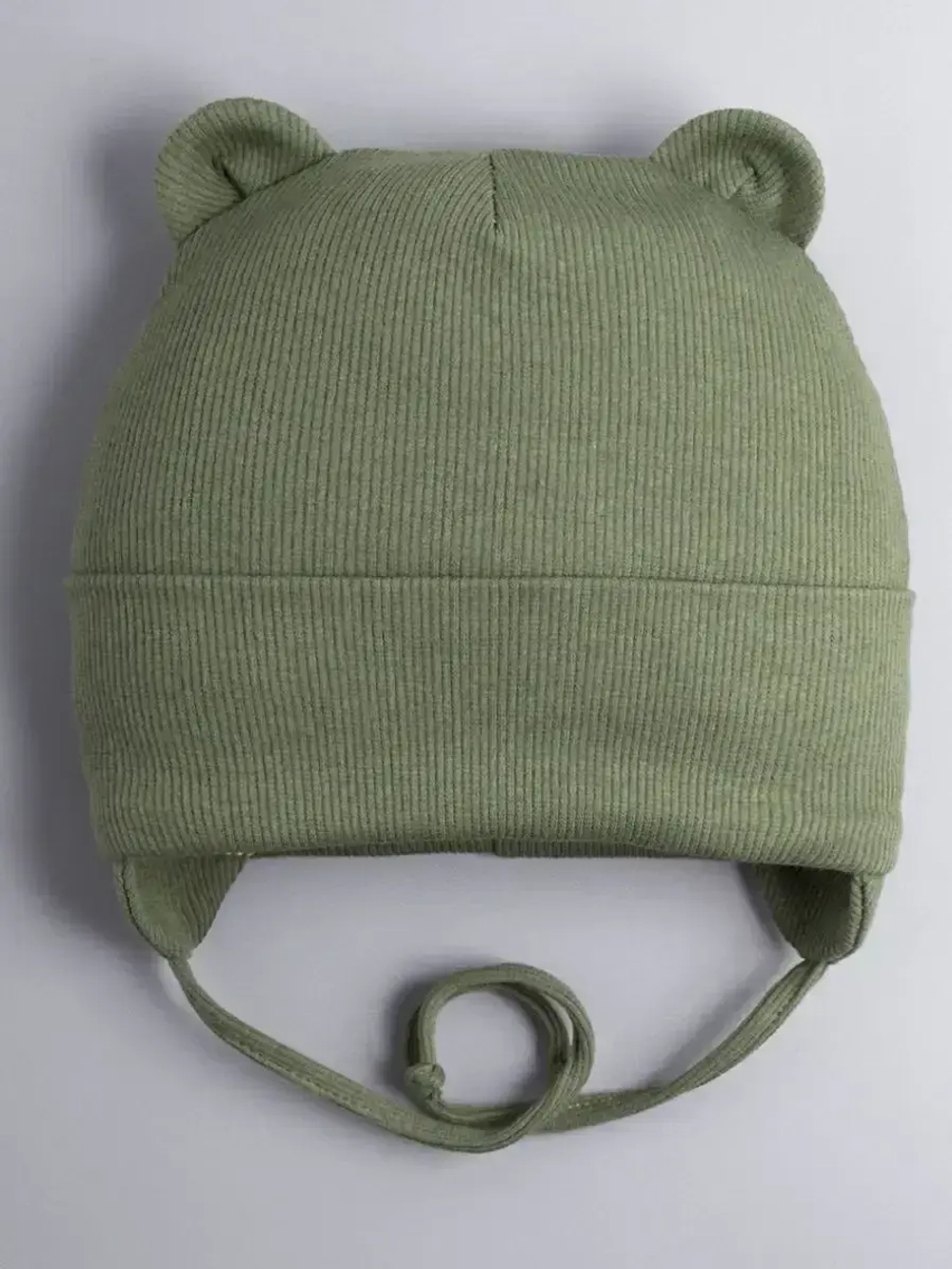 Шапка детская с ушками на завязках на осень