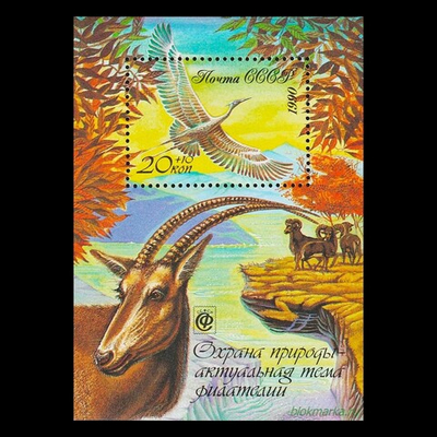 СССР 1990 г № 6246 Охрана природы - актуальная тема филателии Чистый Блок MNH **