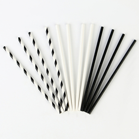Трубочки бумажные Черно-белые 20 см 12 шт.