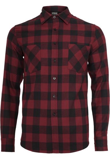 Рубашка URBAN CLASSICS Checked Flanell Shirt (Black/Burgundy)