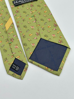 Галстук зелёный с животными Salvatore Ferragamo