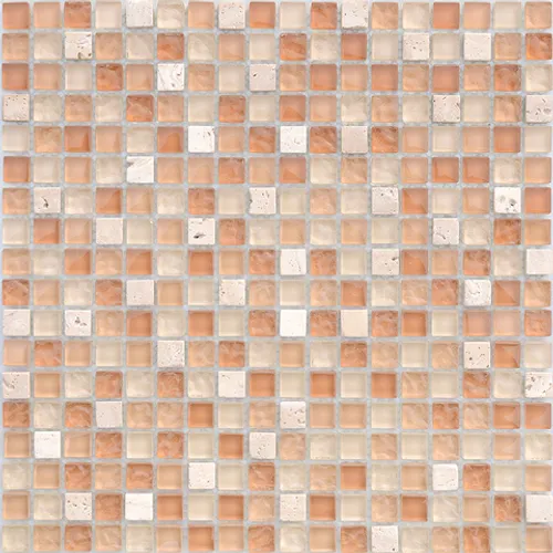 Мозаика из стекла камня металла Olbia 15x15x8 Naturelle бежевый оранжевый коричневый