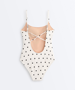 OYSHO Купальник с треугольными чашками, принтом в горошек, светлый экрю