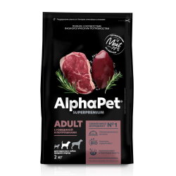 AlphaPet Superpremium корм для собак средних пород с говядиной и потрошками (Adult)