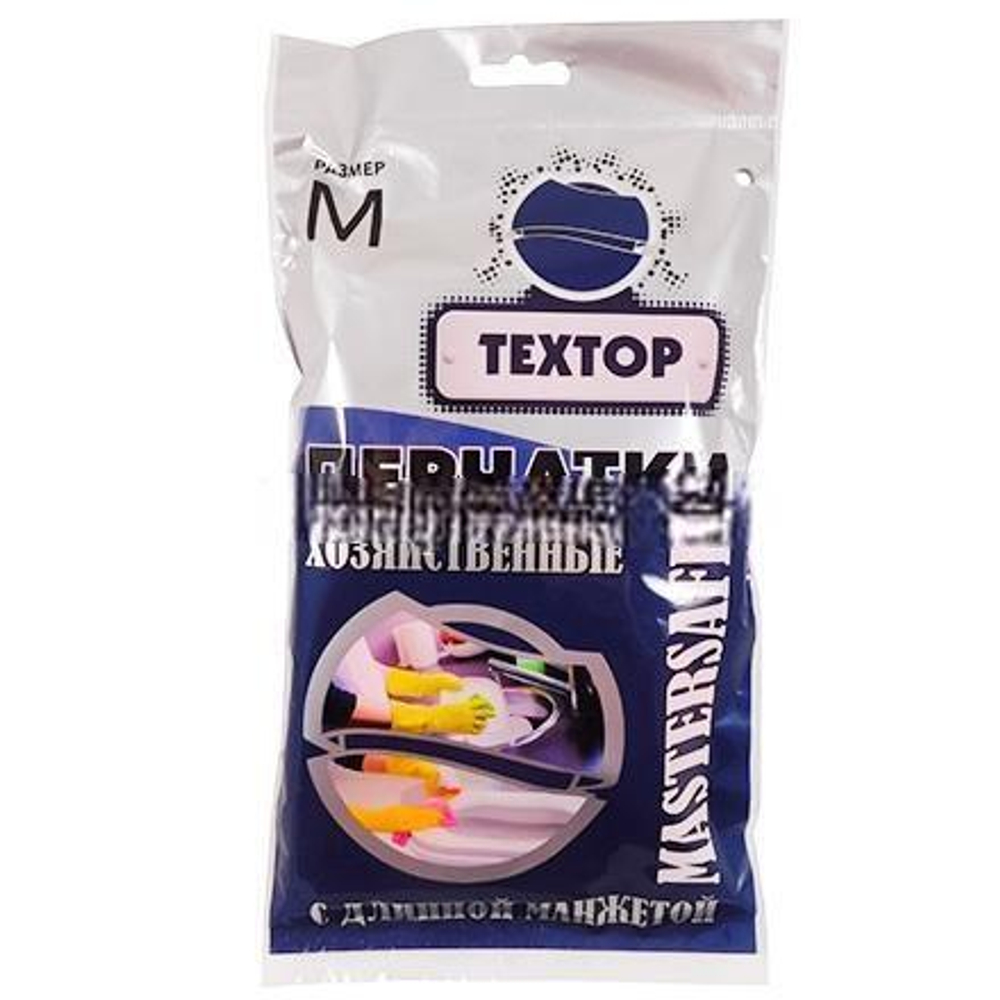 Перчатки резиновые С ДЛИННОЙ МАНЖЕТОЙ "Textop" M (1 пара) (1/72 шт.) Т118