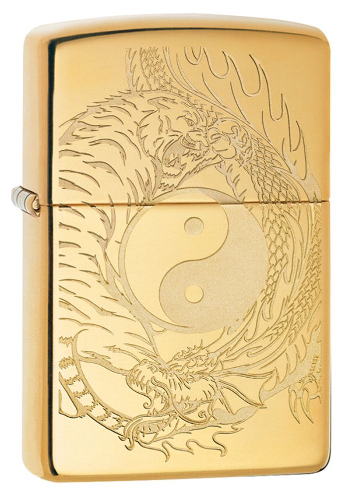 Зажигалка ZIPPO High Polish Brass Tiger and Dragon Design