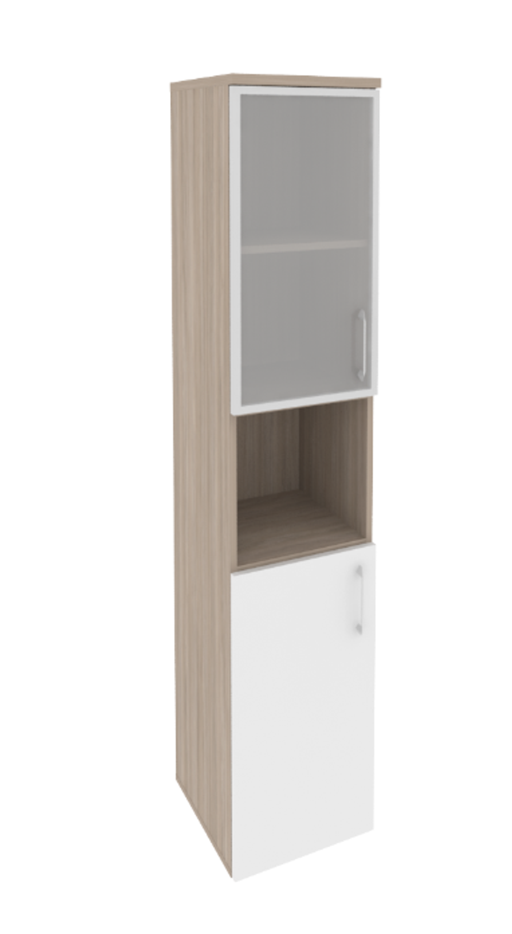 Шкаф-пенал с 2 комплектами дверей, стеклом в раме и нишей Onix