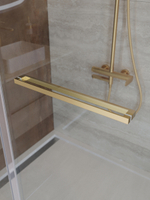 Душевая дверь Cezares LUX-B-FS-11-120-C-BORO, 120х195, профиль брашированное золото, стекло прозрачное