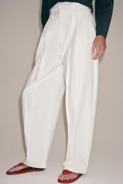 ZARA БРЮКИ-BARREL — ZW COLLECTION, БЕЛЫЙ