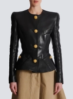 Куртка-пеплум из кожи ягнёнка от Balmain