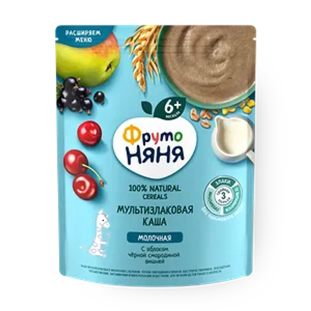 Каша ФРУТО НЯНЯ с яблоком-черной смородиной-вишней 200г