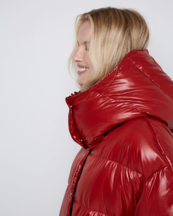 Пуховик со съемным капюшоном из нейлона Монклер томат