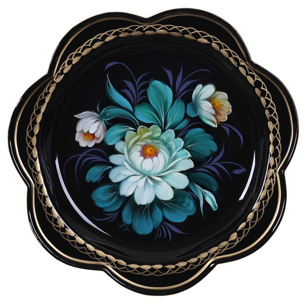 Жостовский поднос декоративный, размер 18 см (A1), металлический