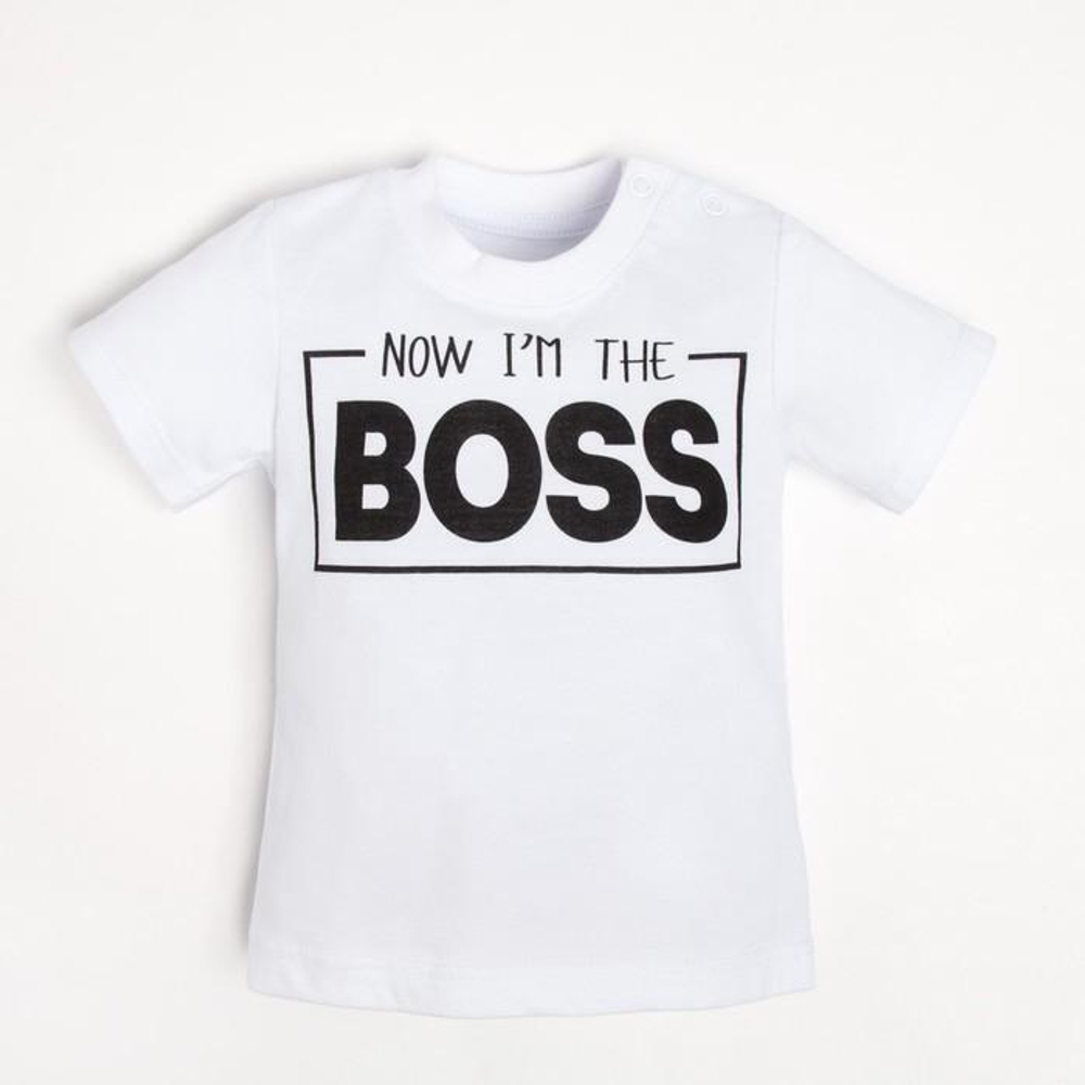 Футболка "Little Boss", рост 80-86 см, белый 9096413 (Крошка Я), 1 шт.