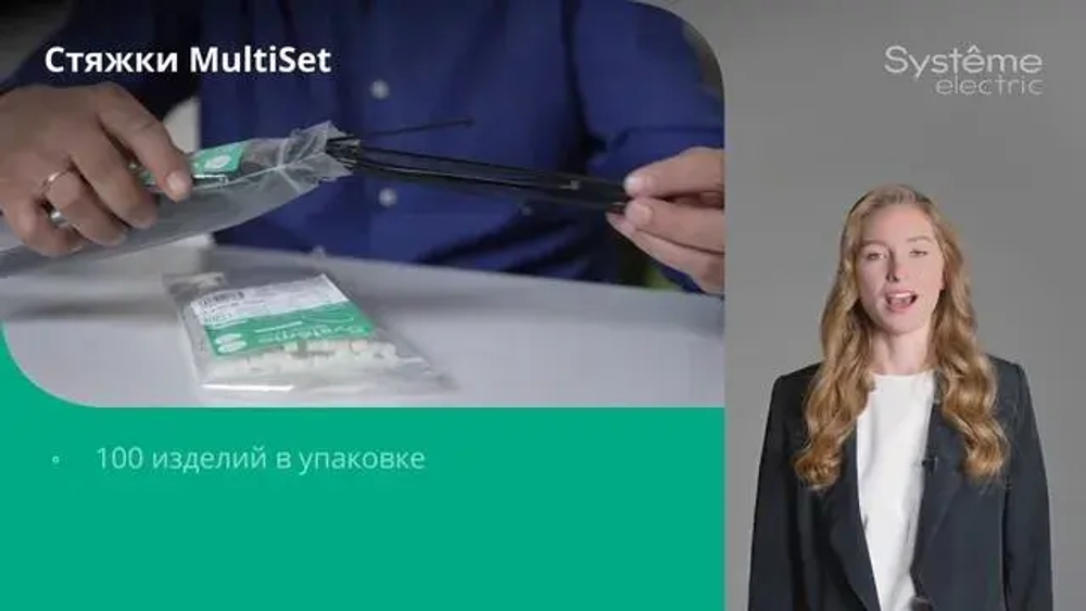 MULTISET Стяжка кабельная нейлоновая 200х2.5 БЕЛАЯ (100шт) в пакете с замком ЗИП-ЛОК