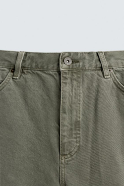 ZARA ДЖИНСОВЫЕ ШОРТЫ REGULAR FIT, ЗЕЛЕНЫЙ/СЕРЫЙ