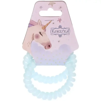 Резинки для волос силиконовые 2шт «MARZIPAN», цвет небесно - голубой, d-5,5см (подвес Единорог)●