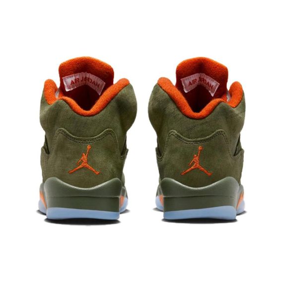 Иордания Эйр Джордан 5 Детских баскетбольных площадок с высокими потолками Армянский зеленый свет/Сольно-оранж-евый Юнисекс