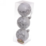 Новогодние шары 6 см (набор 3 шт) «Ажур», белый/серебро