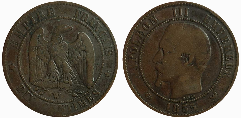 Франция 10 сантимов, 1855 Наполеон III F