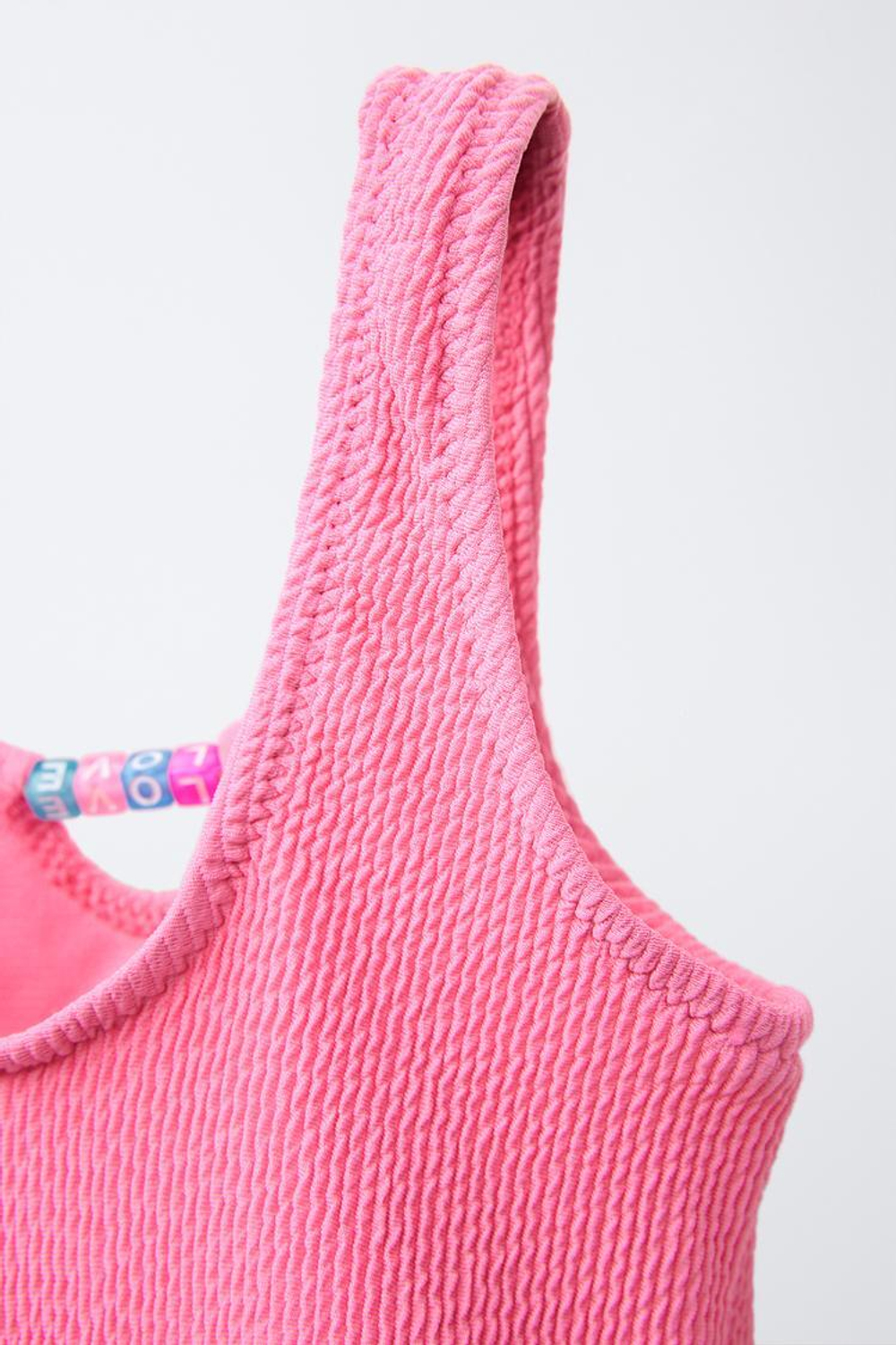 ZARA КУПАЛЬНИК С БУСИНАМИ, ЦВЕТ ФУКСИИ