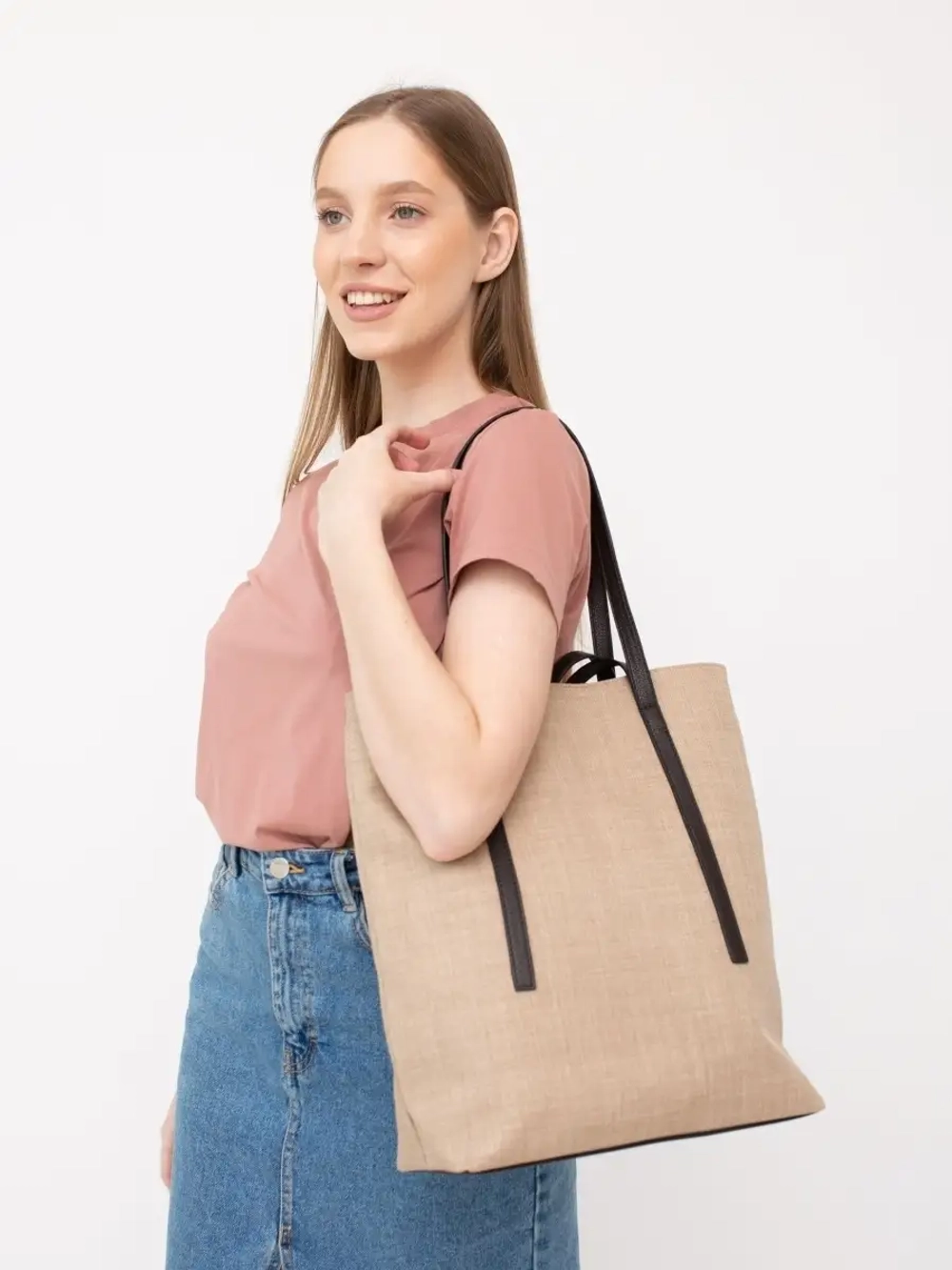 сумка большая через плечо шоппер тканевый