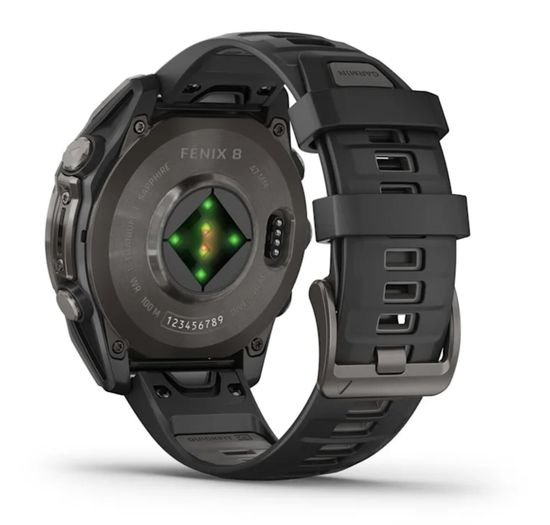 Умные часы Garmin Fenix 8, 47 мм, AMOLED, Sapphire Carbon Gray DLC Titanium with Black/Pebble Gray Silicone Band