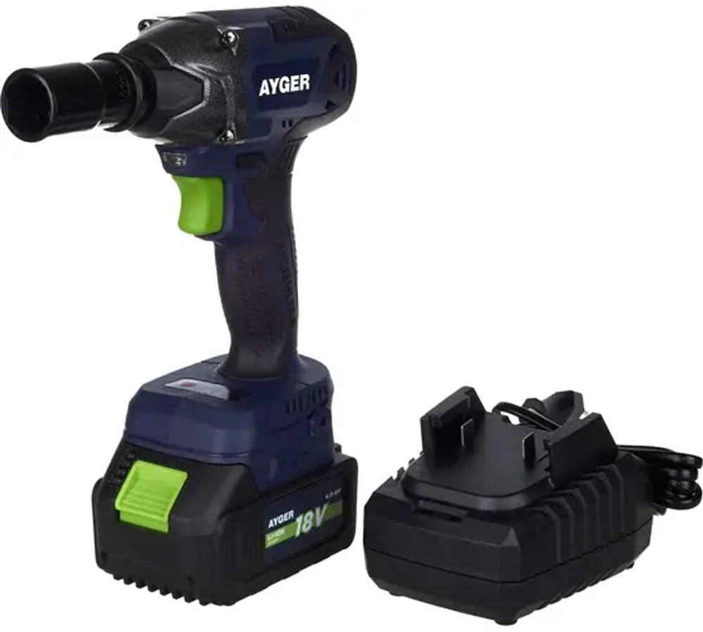 Аккумуляторный бесщеточный гайковерт AYGER с одним аккумулятором 4 Ah APW18BL4