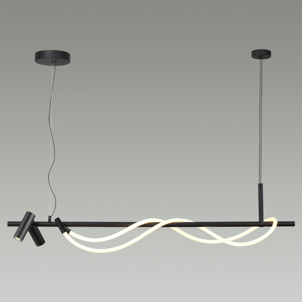 4391/30L HIGHTECH ODL24 263 черный/металл/канат Подвесной св-к с раздельн. вкл IP20 LED 30W 1200Лм 4000K CORDA