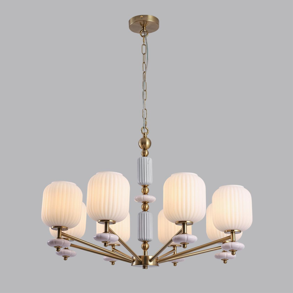 8334/8 MODERNI бронза/белый, металл/керамика/стекло Люстра E27 8*40W 220V ALEGRA