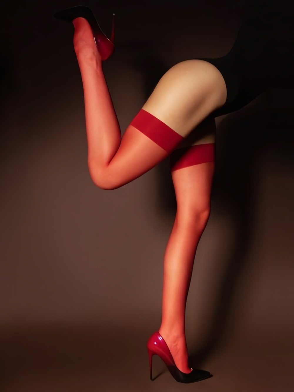 Базовые красные капроновые чулки 20 ден (SENSE) L/XL (46-48) (Цвет: красный)