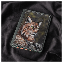 Кожаная обложка на паспорт «Рысь»