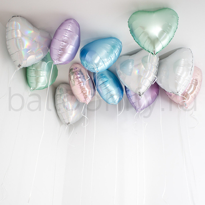 Шары россыпью "Сердца Радужные переливы"