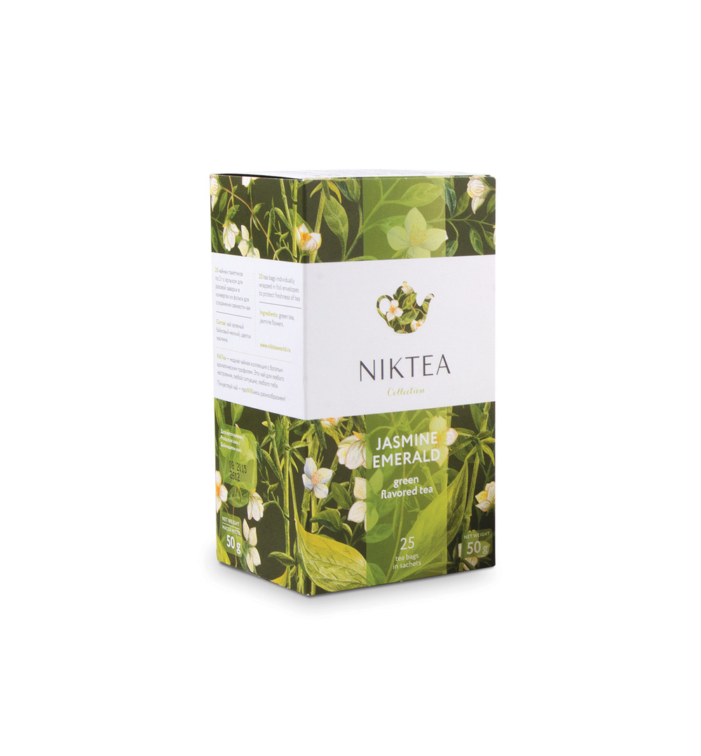 Niktea Jasmine Emerald / Жасмин Эмеральд, чай зелёный в пакетиках, 2 x 25 шт.