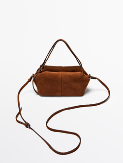 Massimo Dutti Мини-сумка из замши, коричневый