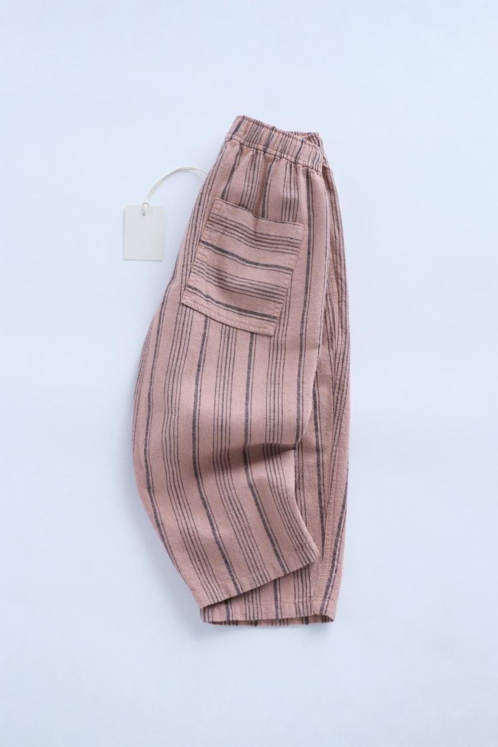 ZARA TIMELESZ - БРЮКИ ИЗ СМЕСОВОГО ЛЬНА В ПОЛОСКУ, АБРИКОСОВЫЙ