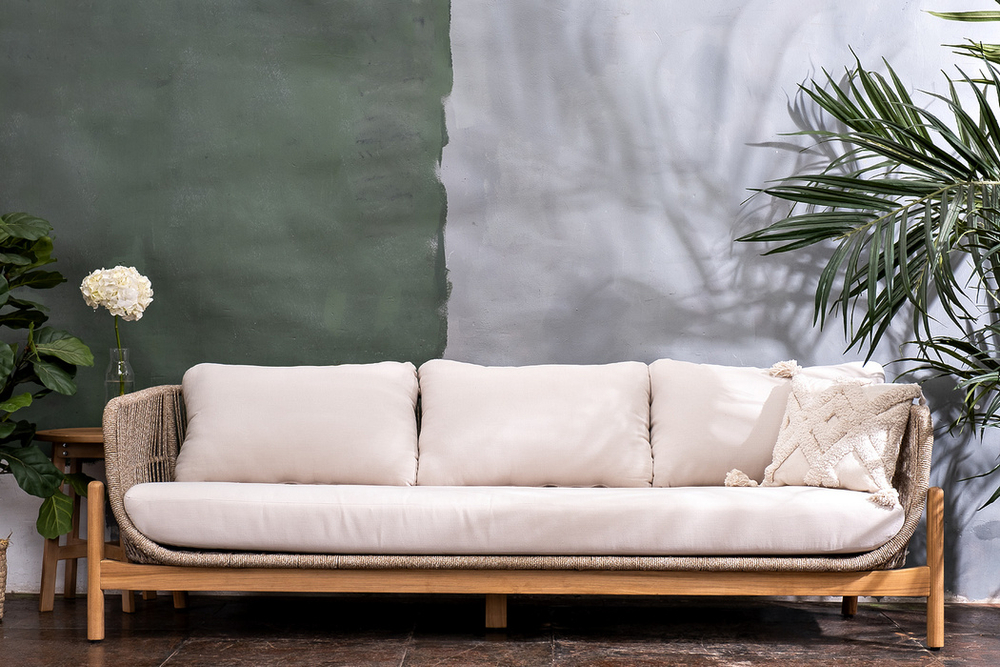 Диван из тика Joygarden ТАЛАРА 3-х местный, Natural Teak, бежевый