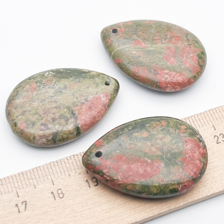 Подвеска Капля, унакит, размер 35*25 мм, цена за 1 шт