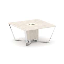 Steel Meet Стол переговорный квадратный MM-PR.B.SP-08 Денвер Светлый/Ваниль Глянец/Нержавеющая Сталь