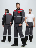 Костюм Вивантек-1 СОП У. (тк.Смесовая,240) брюки, т.серый/черный/красный