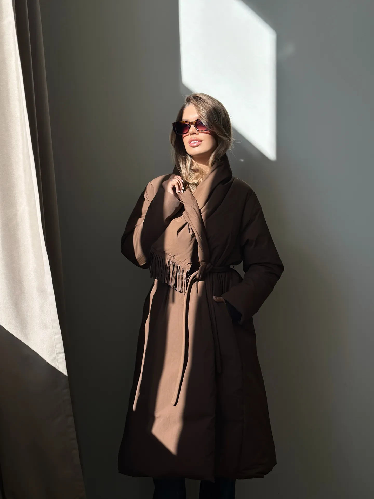 Куртка-одеяло однотонная с шарфом